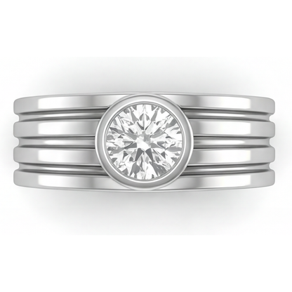 Mens Ring 14K White Gold with Diamond – main view
