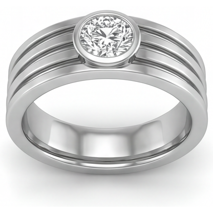 Mens Ring 14K White Gold with Diamond – front view