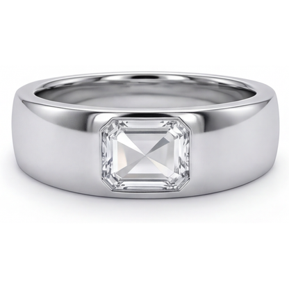 Step Cut Diamond ring in 14 Karat White Gold – main view