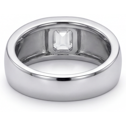 Step Cut Diamond ring in 14 Karat White Gold – angle view
