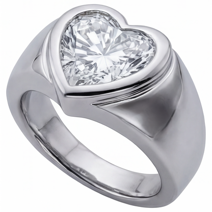 Mens Ring 14K White Gold with Diamond – side view