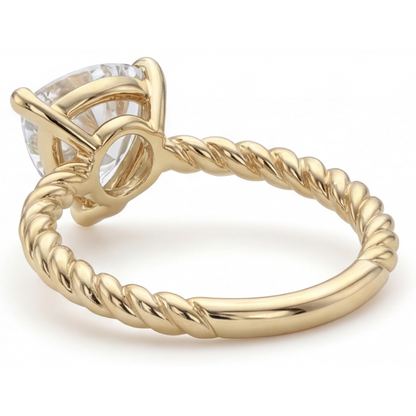 Diamond Trillion Cut Single Stone Ring in 14K Yellow Gold – top view