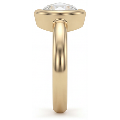 Diamond Round Brilliant Solitaire Engagement Ring in 14K Yellow Gold – profile view
