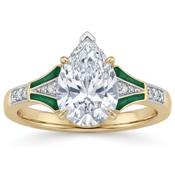 Handcrafted Diamond Solitaire Ring with Accents 2 ct – 14K Two Tone Gold
