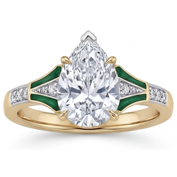 Handcrafted Diamond Solitaire Ring with Accents 2 ct – 14K Two Tone Gold