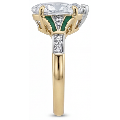 Handcrafted Solitaire Ring with Accents 2 ct – profile view