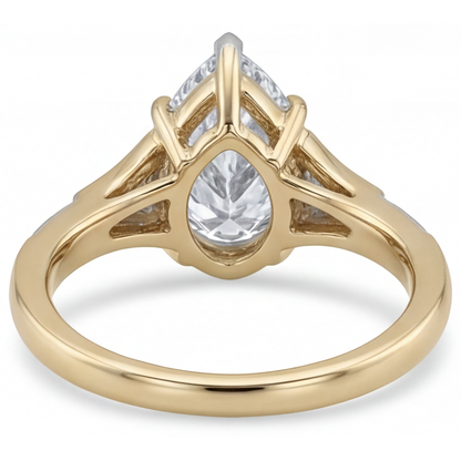 Handcrafted Solitaire Ring with Accents 2 ct – top view