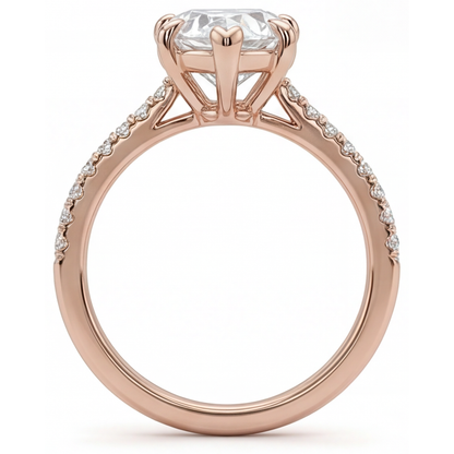 Real Diamond Solitaire with Side Stones 2 ct 14K Rose Gold – top view