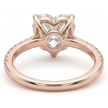 Diamond Solitaire with Side Stones 2-ct 14K Rose Gold – back view