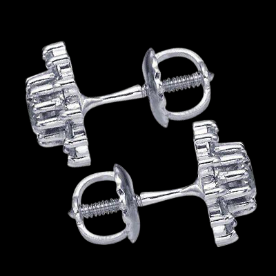 Natural Earth Mined Diamond Stud Earrings 3.70 Cts. Screw Back Earring Halo