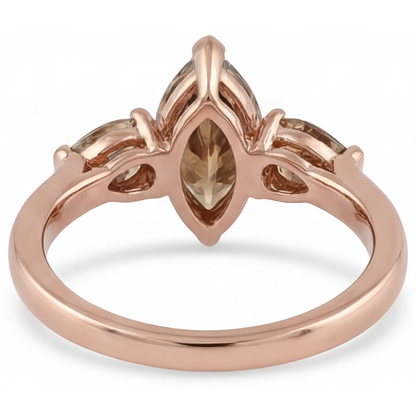 Authentic Diamond Three Stone Ring 1.5 ct 14K Rose Gold – angle view