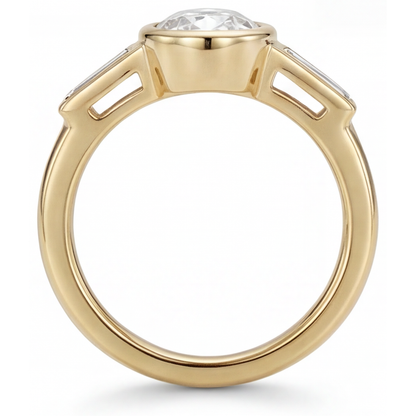 Diamond Three Stone Ring 2-ct 14 Karat Yellow Gold – profile view