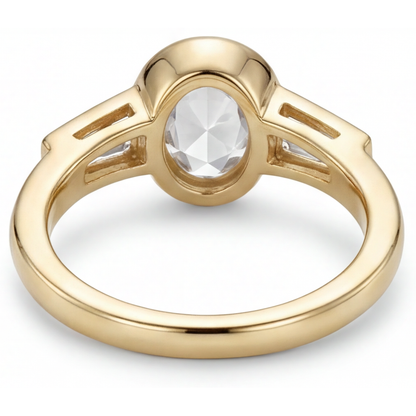 Three Stone Ring 14 Karat Yellow Gold with Diamond – top view