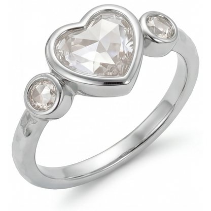 Earth-Mined Diamond Three Stone Ring 2 ct 14K White Gold – front view