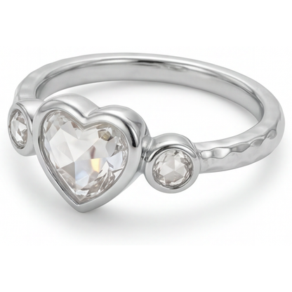 Earth-Mined Diamond Three Stone Ring 2 ct 14K White Gold – side view