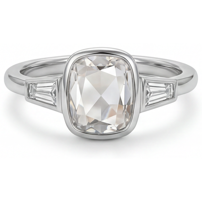 Handcrafted Diamond Three Stone Ring 3 ct – main view