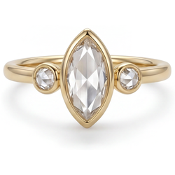 Natural Rose Cut Diamond Trilogy Ring 2.25 ct