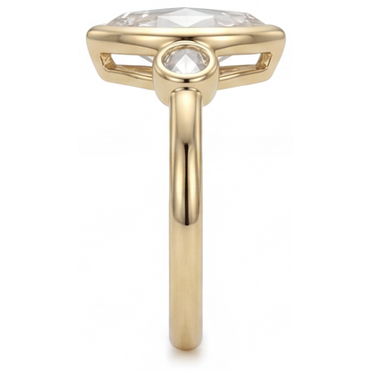 Diamond Marquise Cut Trilogy Ring in 14K Yellow Gold – angle view