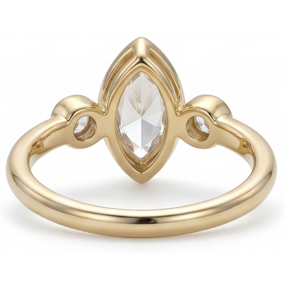 Marquise Cut Diamond ring in 14K Yellow Gold – top view