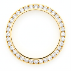 Diamond Watch Bezel 1 Carat 28 mm To Fit Rolex Datejust Natural 14K Yellow Gold Round Channel