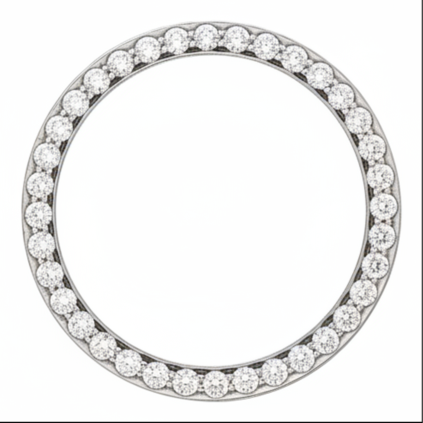 Diamond Watch Bezel 2 Carat 28 mm To Fit Rolex Datejust Natural 14K White Gold Round Pave