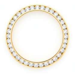 Diamond Watch Bezel 3 Carat 28 mm To Fit Rolex Datejust Genuine Natural 14K Yellow Gold Round Channel