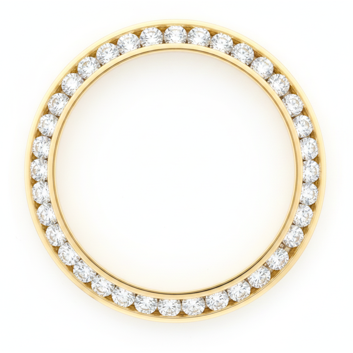 Diamond Watch Bezel 3 Carat 28 mm To Fit Rolex Datejust Genuine Natural 14K Yellow Gold Round Channel