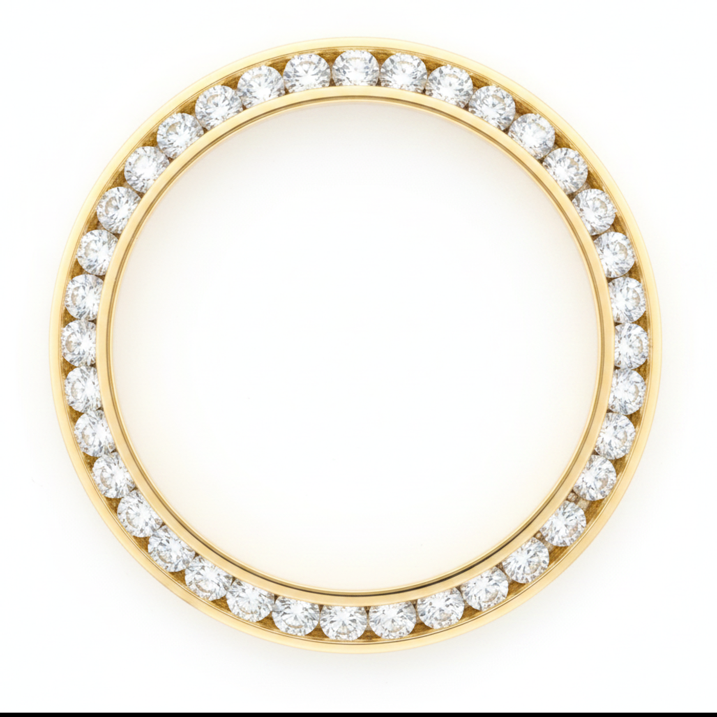 Diamond Watch Bezel 3 Carat 28 mm To Fit Rolex Datejust Genuine Natural 14K Yellow Gold Round Channel