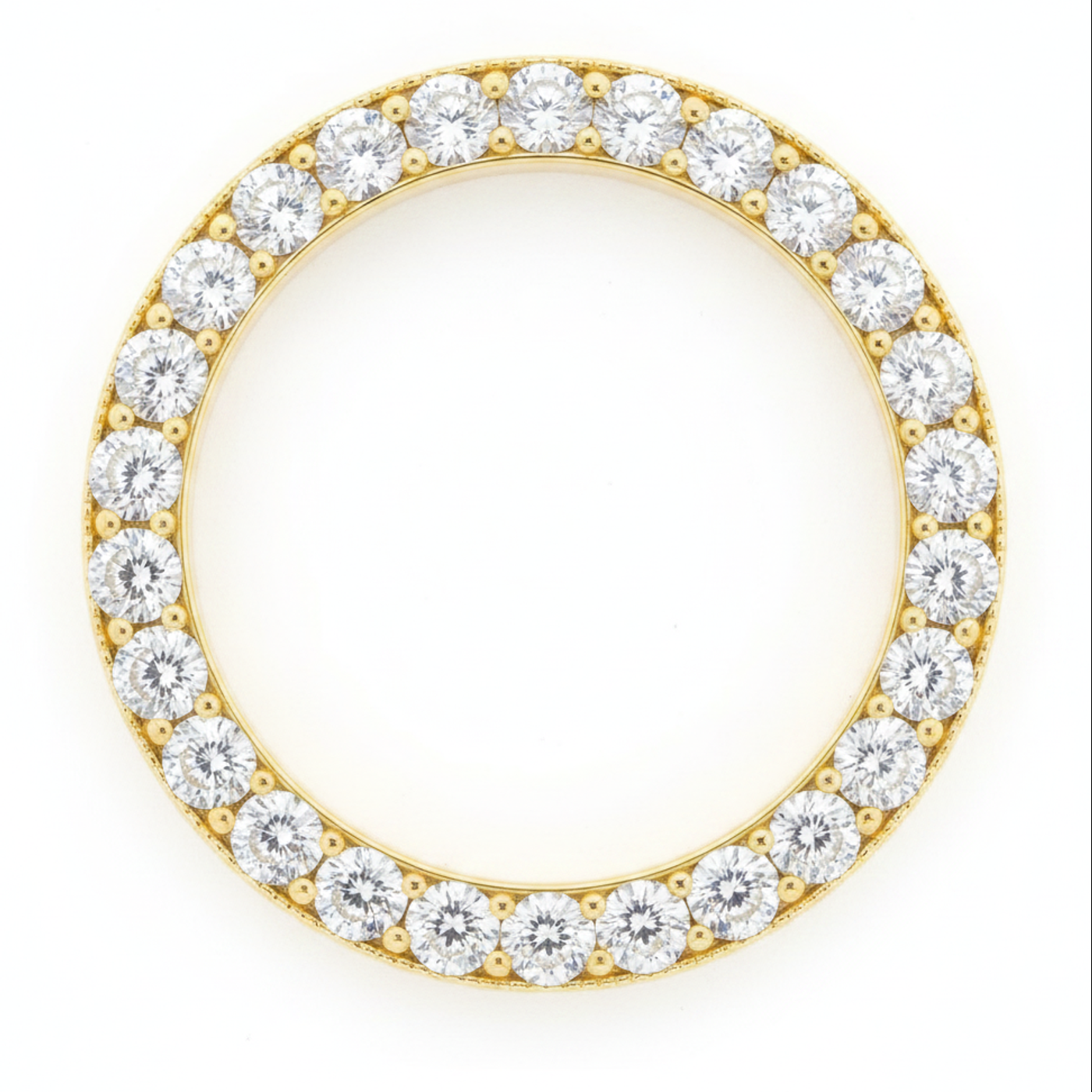 Diamond Watch Bezel 3 Carat 28 mm To Fit Rolex Datejust Natural Real 14K Yellow Gold Round Pave