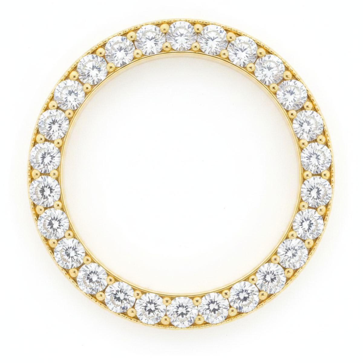 Diamond Watch Bezel 3 Carat 28 mm To Fit Rolex Datejust Natural Real 14K Yellow Gold Round Pave
