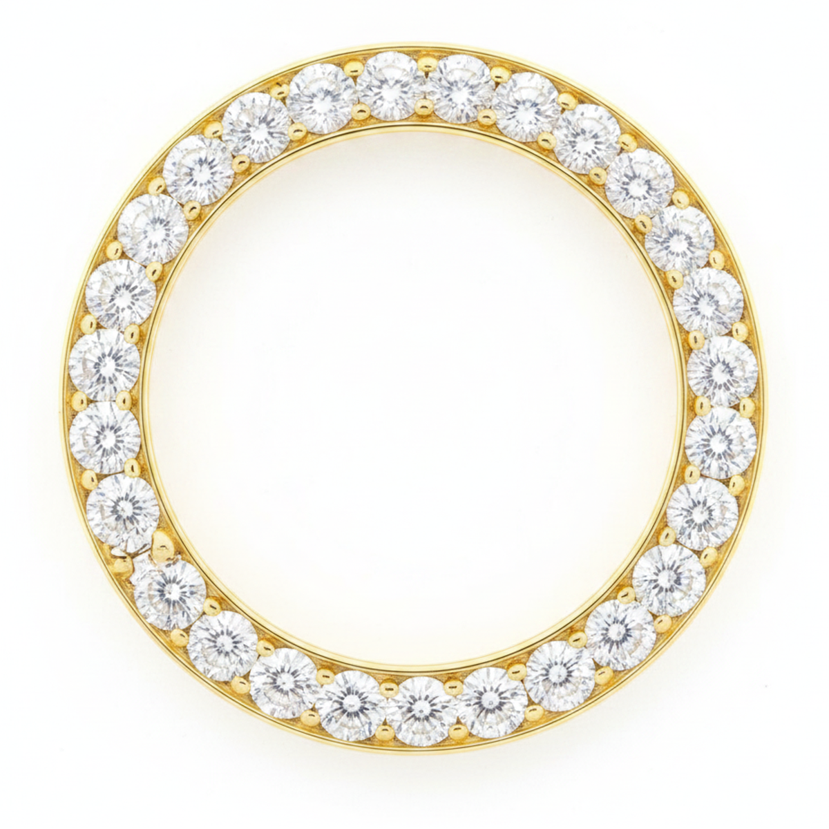 Diamond Watch Bezel 5 Carat 28 mm To Fit Rolex Datejust Genuine Natural 14K Yellow Gold Round Pave
