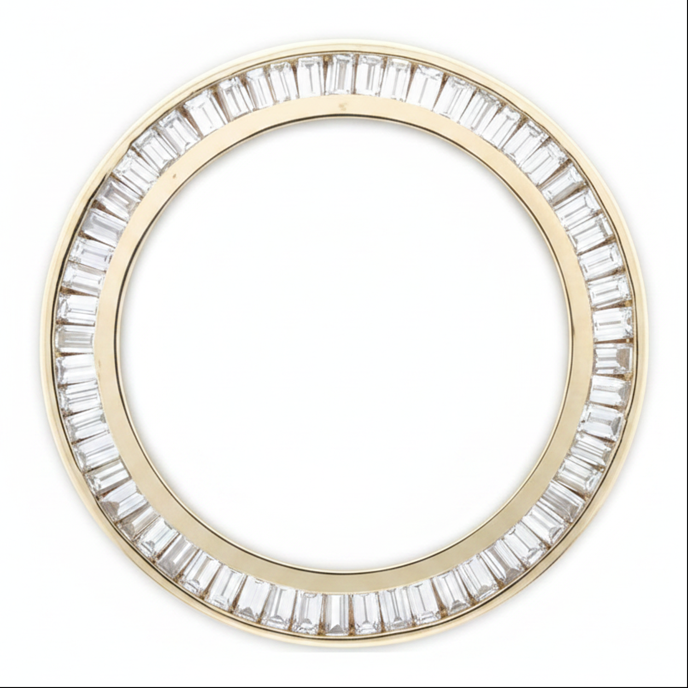 Double Row Baguette Diamond Watch Bezel 2.5 Carat 28 mm To Fit Rolex Datejust Natural 14K Yellow Gold