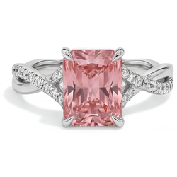 Emerald Padparadscha Bypass Ring Natural 14K White Gold