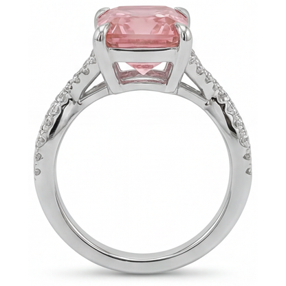 Emerald Padparadscha Bypass Ring Natural 14K White Gold