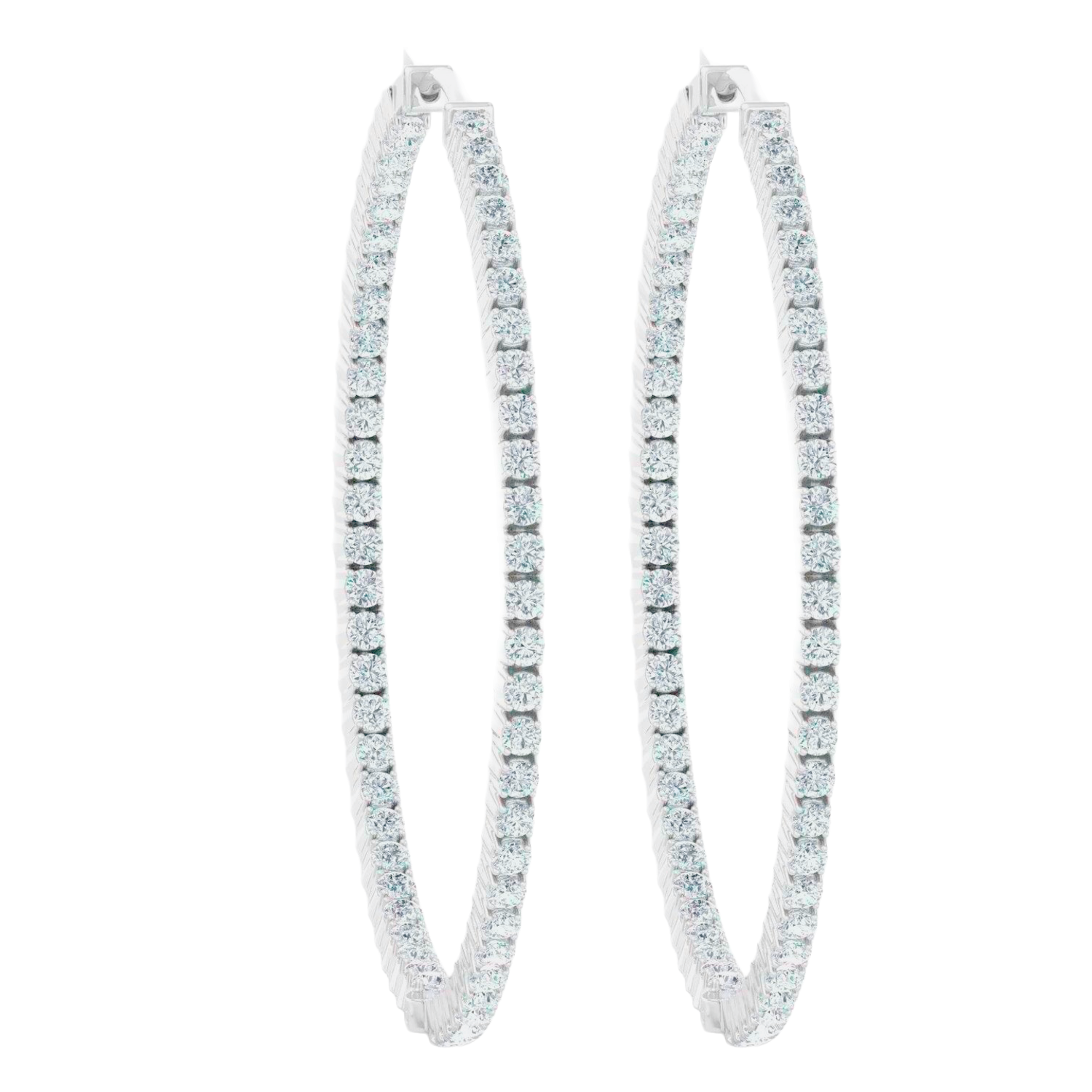 F Vvs1 Round Cut 4 Carats Natural Earth Mined Diamonds Women Hoop Earrings Gold 14K