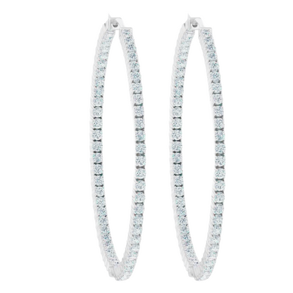 F Vvs1 Round Cut 4 Carats Natural Earth Mined Diamonds Women Hoop Earrings Gold 14K