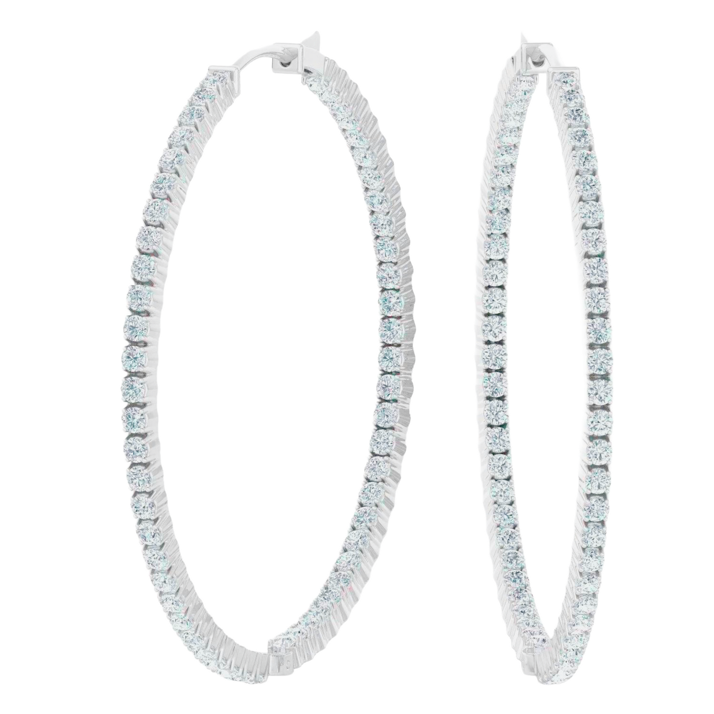 F Vvs1 Round Cut 4 Carats Natural Earth Mined Diamonds Women Hoop Earrings Gold 14K