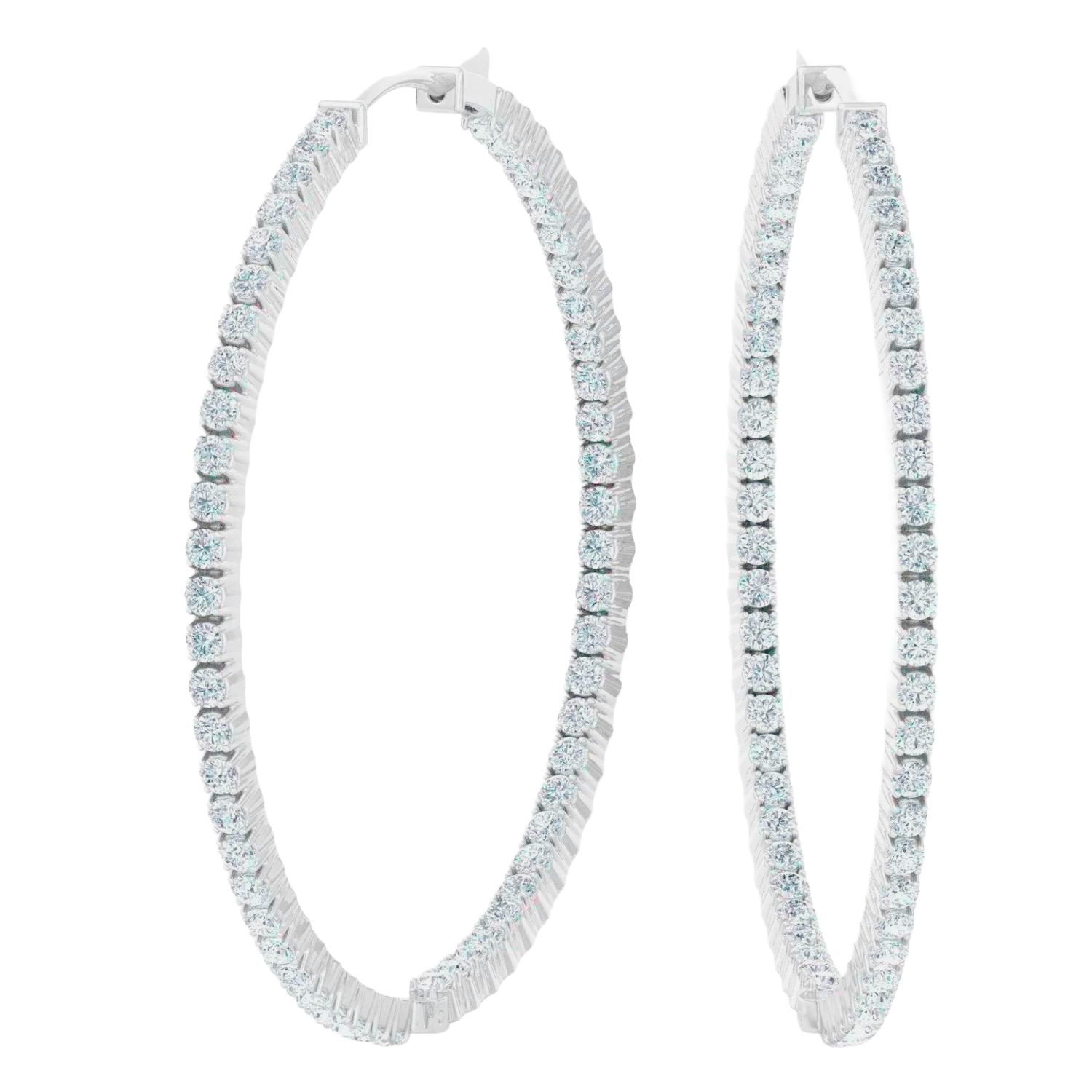 F Vvs1 Round Cut 4 Carats Natural Earth Mined Diamonds Women Hoop Earrings Gold 14K