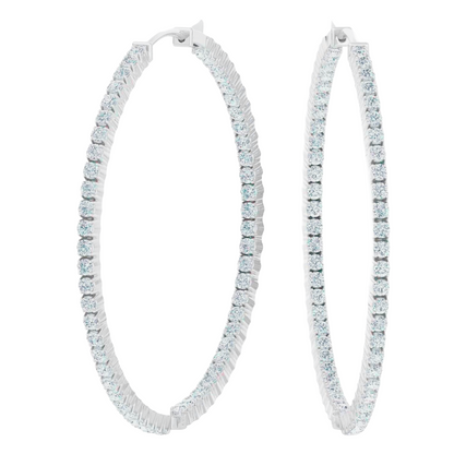 F Vvs1 Round Cut 4 Carats Natural Earth Mined Diamonds Women Hoop Earrings Gold 14K