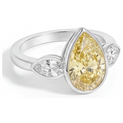 Real Fancy Yellow Diamond Fine Jewelry Ring 2.75 ct 14 Karat White Gold – profile view