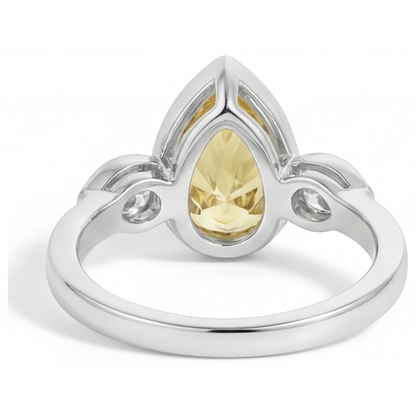 Fine Jewelry Ring 14 Karat White Gold with Fancy Yellow Diamond – top view