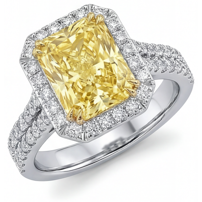 Fine Jewelry Ring Two-Tone 14K Gold with Fancy Yellow Diamond – main view