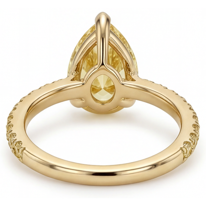 Authentic Fancy Yellow Diamond Fine Jewelry Ring 3 ct 14K Yellow Gold – top view