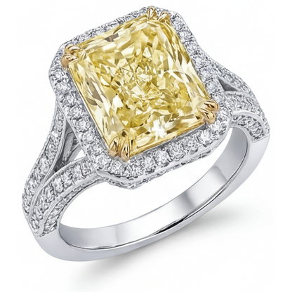 Fancy Yellow Diamond Fine Jewelry Ring 3.5-ct 14 Karat Two Tone Gold – main view