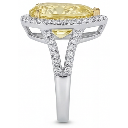 Luxury Fancy Yellow Diamond Halo Engagement Ring 3 ct – top view