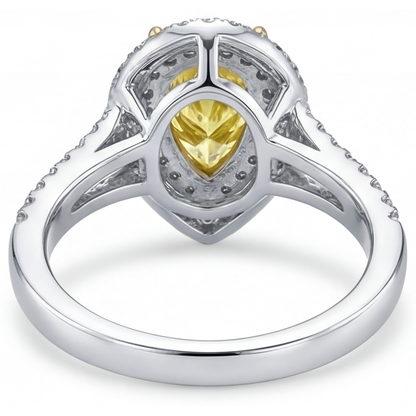 Halo Ring Two-Tone 14K Gold with Fancy Yellow Diamond – back view