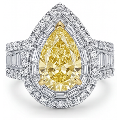 Halo Ring Two-Tone 14K Gold with Fancy Yellow Diamond – main view