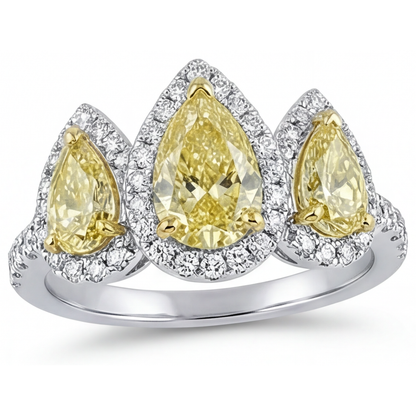 Radiant Fancy Yellow Diamond Ring 1.5 ct – front view
