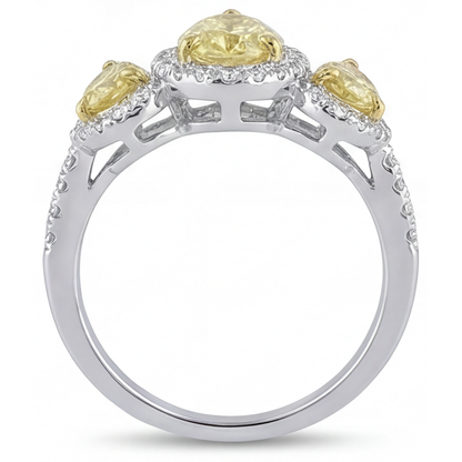 Fancy Yellow Diamond Ring 1.5-ct 14K Two Tone Gold – top view