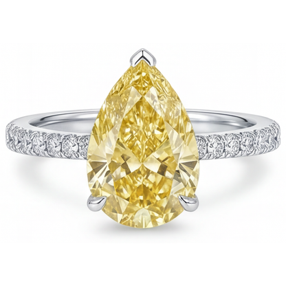 Fancy Yellow Diamond Ring 3-ct 14K White Gold – main view